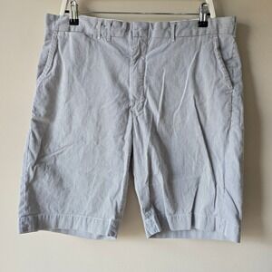 Polo Ralph Lauren Mens 36 Seersucker Pinstripe Cinch Back Shorts Blue White